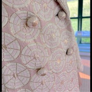 Vintage Designer Gino Charles Pink Geometric Metallic Brocade Coat